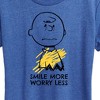 Women's - Peanuts - Smile More Worry Less Short Sleeve Graphic T-Shirt - 2 of 4