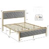 Golden Full Upholstered Bed Frame w/Button Tufted Headboard - Heavy Duty Metal, 12.6" Storage, No Box Spring Needed, Easy Assembly (Grey) - 2 of 4