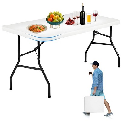 Musment 6FT Picnic Table Folding Table Camping Table Plastic Table Fold Up Table Lock for Party Event,White