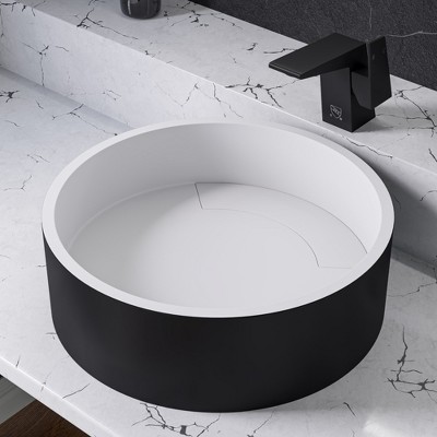 ALFI Black Matte 15 Inches Round Solid Surface Resin Sink