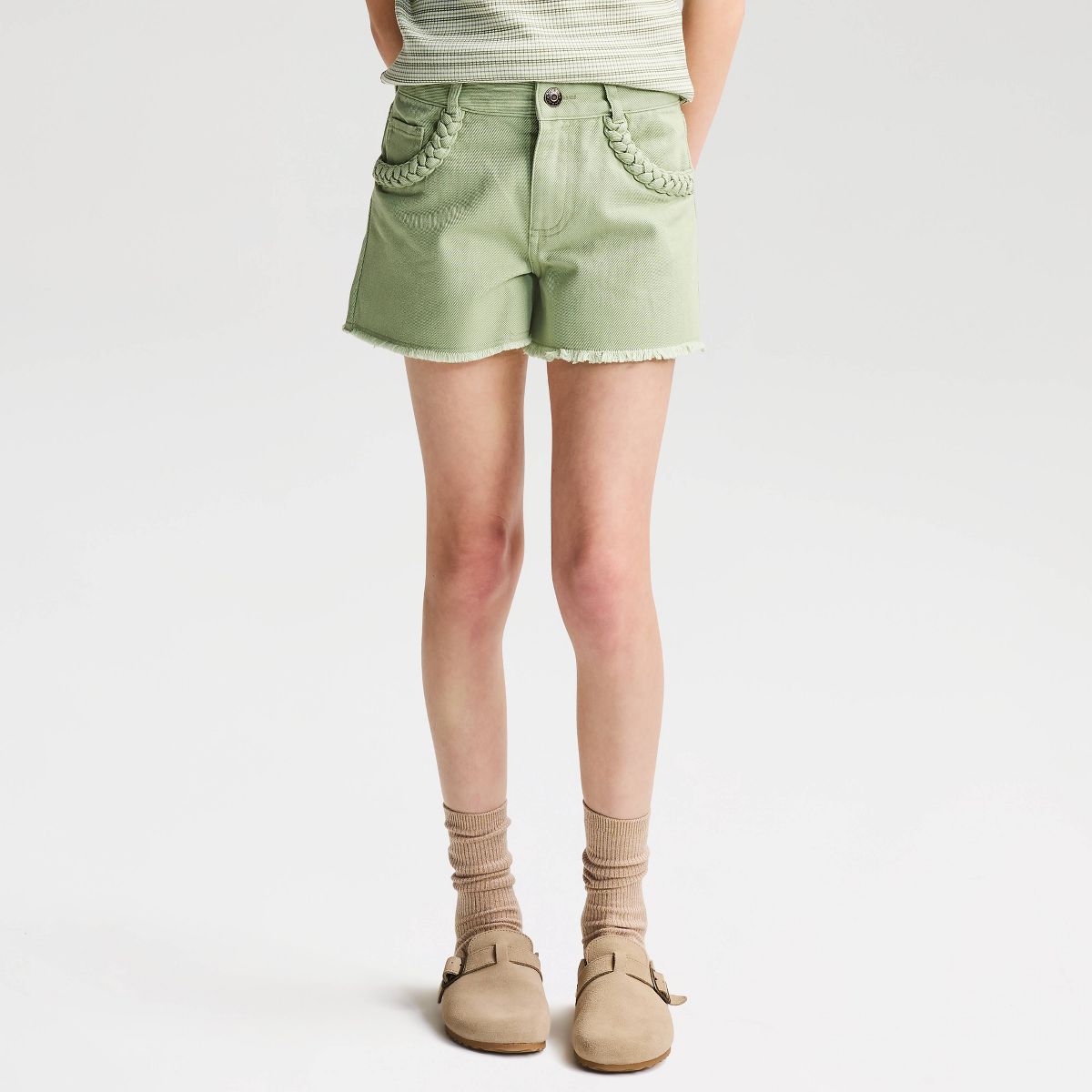 Girls' Mid-Rise Braided Twill Shorts - Cat & Jack™
