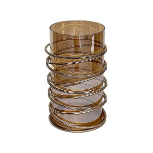 Essential Decor & Beyond Metal Candle Holder with Amber Glass - 1 of 1
