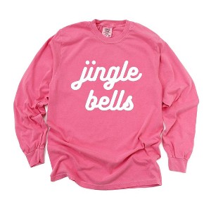 Simply Sage Market Women's Jingle Bells Bold Cursive Long Sleeve Garment Dyed Tee - 1 of 4