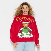 Women's Corduroy Bear Fleece Graphic Sweatshirt - Red - 2 of 3