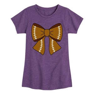 Girls' - Instant Message - Football Bow Fitted Short Sleeve Graphic T-Shirt - 1 of 4