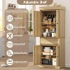 69" Freestanding Pantry Cabinet - Tall Kitchen Storage with Rattan Doors, Adjustable Shelves & Drawer for Living Room or Dining Room - 4 of 4
