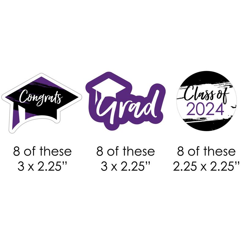 Big Dot of Happiness Purple 2024 Graduation Party - DIY Shaped Cut-Outs - 24 Count, 2 of 6