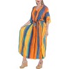 LA LEELA Women's House Daily Routine Evening Wear Vacation Holiday Casual Loungewear Relaxed Fit Caftan Maxi Night Shirts 2X-3X Orange, Tie Dye Design - 4 of 4