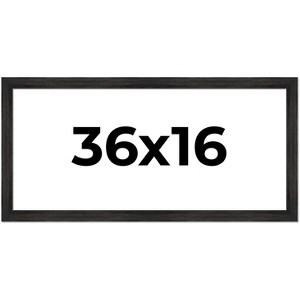 PosterPalooza | 36x16 Wide Barnwood Picture Frame, UV Acrylic, 6 Finishes - Grey, Brown, White, and Black - 1 of 4