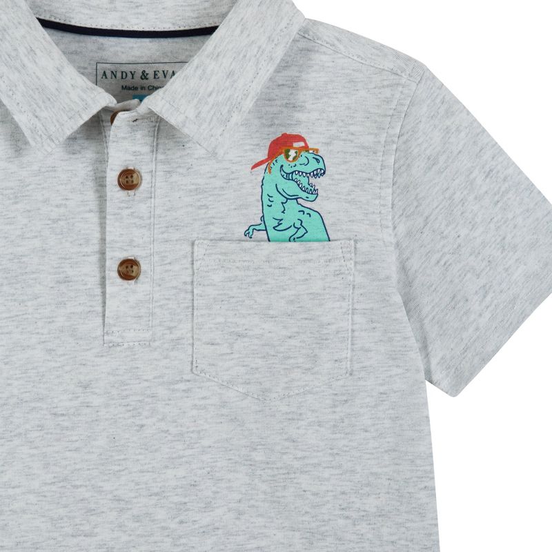 Andy & Evan  Toddler Dino Pocket Polo Shirt, 4 of 6