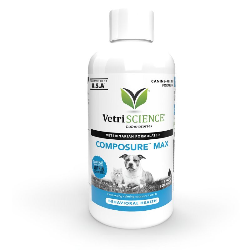 VetriScience Composure MAX for Dogs & Cats, Calming Behavior Anxiety Support, 8 oz, 1 of 4