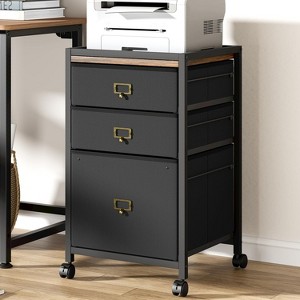 Whizmax Drawer File Cabinet on Wheels, Mobile Storage for Home Office, Fits Letter/A4, Vertical Fabric Cabinet, Under Desk Organizer, Rustic Black - 1 of 4