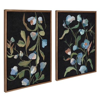 Sylvie Foliage I and III Gold Framed Canvas Art Set