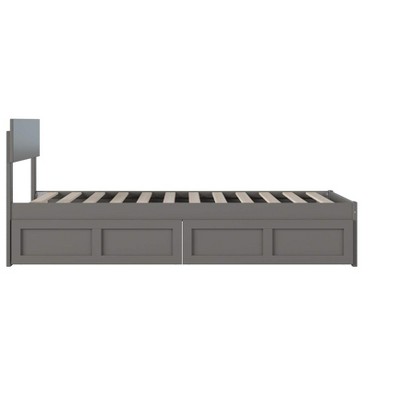 Gray Twin Wood Platform Bed with Storage Drawers