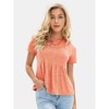 EXLURA Womens Summer Cute Crop Tops Short Sleeve Pleated T-shirts Crewneck Blouse - 2 of 4