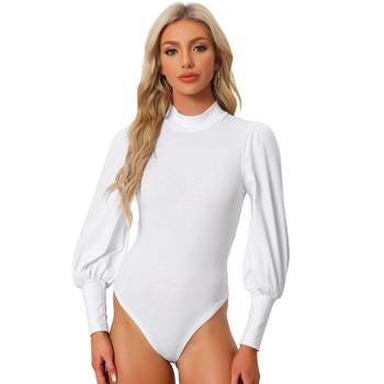 Tunlaud Women Square Neck Puff Long Sleeve Bodysuit Jumpsuit Off Shoulder  Leotard Sheer Polka Dot Sleeve Shirts Tops : : Clothing, Shoes 