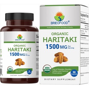 Brieofood Organic Haritaki 1500mg, 45 Servings, Vegetarian, Gluten Free, 90 Vegetarian Tablets - 1 of 4