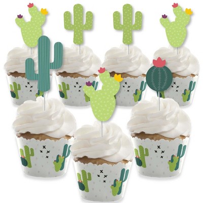 Big Dot of Happiness Prickly Cactus Party - Cupcake Decoration - Fiesta Party Cupcake Wrappers and Treat Picks Kit - Set of 24