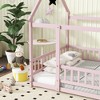 Whisen Full Size Bed & Floor Bed, Wooden Structure with Fence Design for Safe & Imaginative Sleep Spaces For Children - 3 of 4