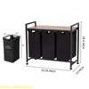 Laundry Room Laundry Hamper, Laundry Hamper with Shelf, Pull-Out and Removable Oxford Fabric Laundry Bags, 2/3/4 laundry basket - 3 of 4