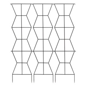 Achla Designs 84"H Powdercoated Wrought Iron Outdoor Garden Zigzag Screen Trellis Black - 1 of 4