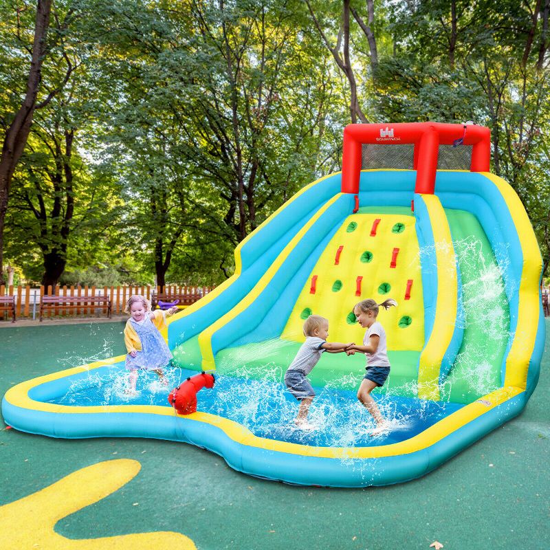 Costway Inflatable Mighty Water Slide Park Bounce Splash Pool Patio, 3 of 13