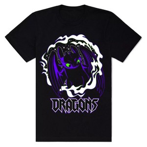Seven Times Six How To Train Your Dragon Shirt Men's Toothless Dragons Short Sleeve Top Black - 1 of 4