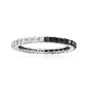 Ross-Simons 1.00 ct. t.w. Black and White Diamond Eternity Band in Sterling Silver - 1 of 4