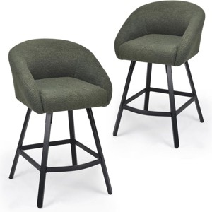 SEVOBAL 27" Bar Stools Set of 2 Upholstered Bar Stool with Back Counter Height Barstools for Home Kitchen Island Living Room, Green, 23"*24"*20" - 1 of 4