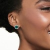 Ross-Simons 4.60 ct. t.w. Emerald and .10 ct. t.w. White Topaz Stud Earrings in Sterling Silver - 2 of 4
