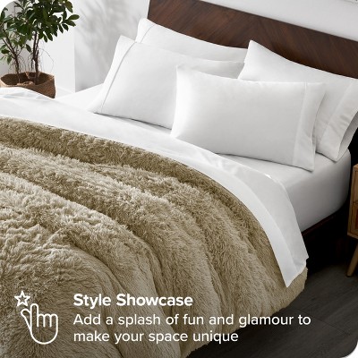 Sand Full Shaggy Faux Fur Plush Duvet Cover