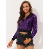 INSPIRE CHIC Women's Sequin Long Sleeve Glitter Shiny Party Bomber Jacket - 3 of 4