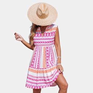 Women's Vibrant Geometric Print Sleeveless Beach Dress - Cupshe - 1 of 4