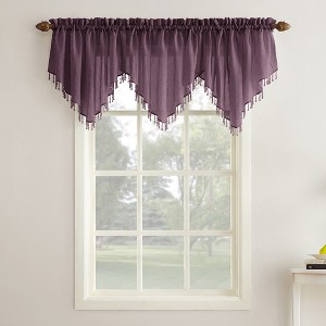 51"x24" No. 918 Sheer Erica Crushed Voile Ascot Beaded Rod Pocket Curtain Valance - 1 of 3