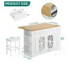 Kitchen Island With Drop Leaf 2 Bar Stools 47 Inch Portable Islands Table With Power Outlets Storage And Seating For Kitchen Cart, Yellow - 3 of 4