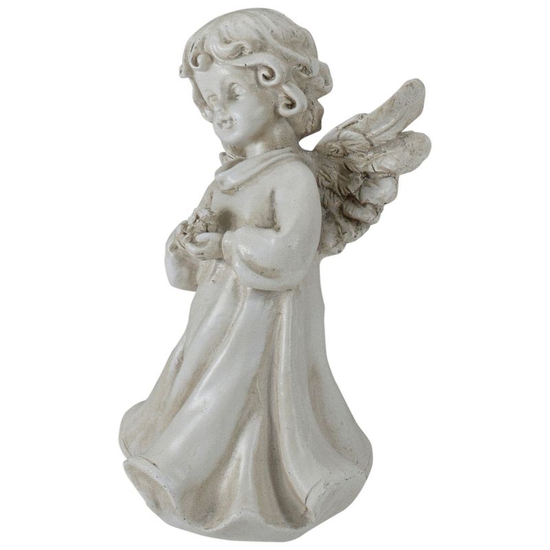 Northlight 6.5" Angel Girl Holding Flower Outdoor Garden Statue, 5 of 6