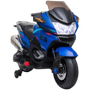 Aosom Kids Motorcycle with Training Wheels, Roaring Engine Design Ride-on Toy for Ages 3-8, High-Traction Mini Motorbike with Light Music - 1 of 4