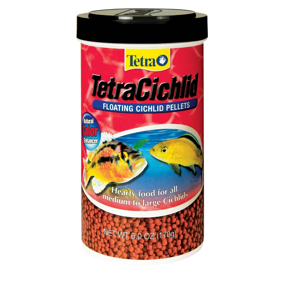 Tetra Floating Cichlid Pellets Nutritionally Balanced Diet Fish Flavor Dry Fish Food - 6oz