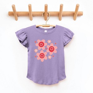 The Juniper Shop Hippy Flower Valentine Toddler Flutter Sleeve Tee - 1 of 3