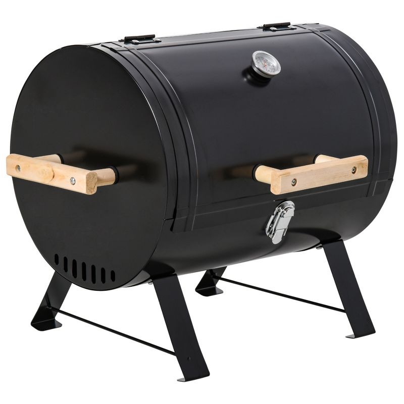 Outsunny Portable Charcoal Grill, Tabletop Outdoor Barbecue, Small Outdoor Mini BBQ for Camping, Backyard, Tailgating, Beach, Black, 1 of 7
