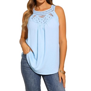 INSPIRE CHIC Women Lace Halter Crochet Sleeveless Vest Summer Tank Tops - 1 of 4