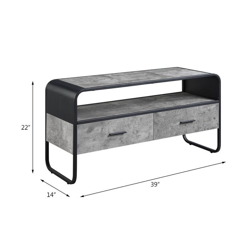 39&#34; Raziela TV Stand and Console Concrete Gray and Black Finish - Acme Furniture, 4 of 7