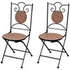 vidaXL Folding Bistro Chairs 2 Pcs Outdoor Garden Chair Furniture Ceramic - Brown - 2 of 4