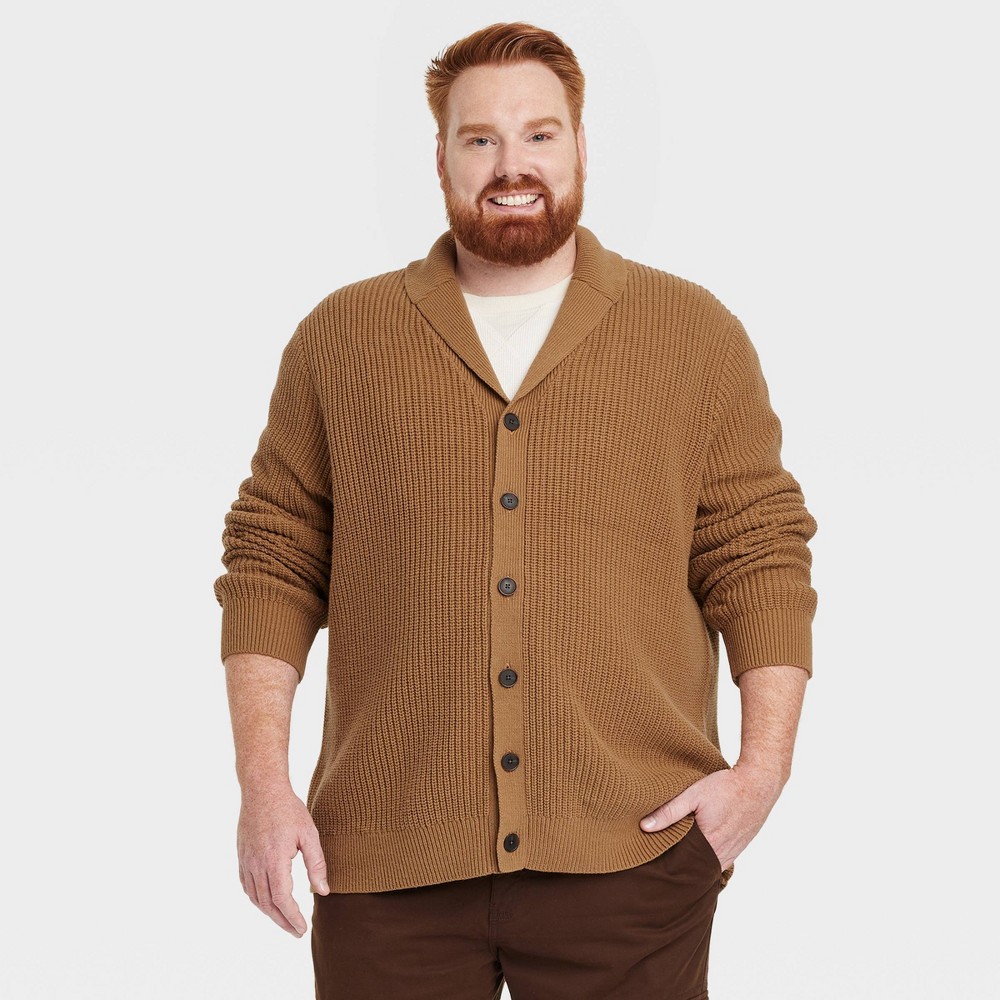 Men's Big & Tall Shawl Collared Cardigan - Goodfellow & Co™ Brown 4XL