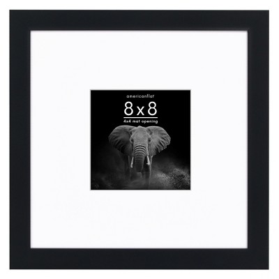 8x8 Black Gallery-Style Square Picture Frame with Mat