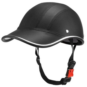 LakeForest"Adjustable Windproof Bike Helmet with Sunshade, Anti-UV, Leather Design for Cycling & Motorcycle"Black - 1 of 4
