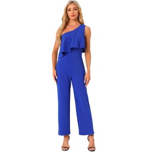 INSPIRE CHIC Women's Sleeveless Romper Dressy Layer One Shoulder Long Jumpsuits - 1 of 4