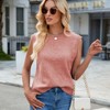 Clearlove Women Summer Sweater Vest Knit Crop Cardigan Sleeveless Turtleneck Bow Tie Back Knitted Cami Shirts Ribbed Crew Neck Tank Tops - 2 of 4