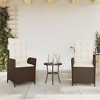vidaXL Reclining Patio Chairs with Cushions Outdoor Garden Furniture Poly Rattan - Brown Without Footrest 2 pcs - 2 of 4