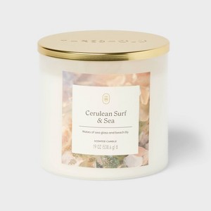 3-Wick Lidded Glass Jar Candle Cerulean Surf and Sea 19oz - Threshold™ - 1 of 3